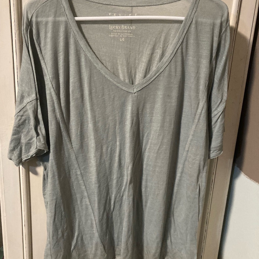 Lucky Brand Light Green V-Neck Tee